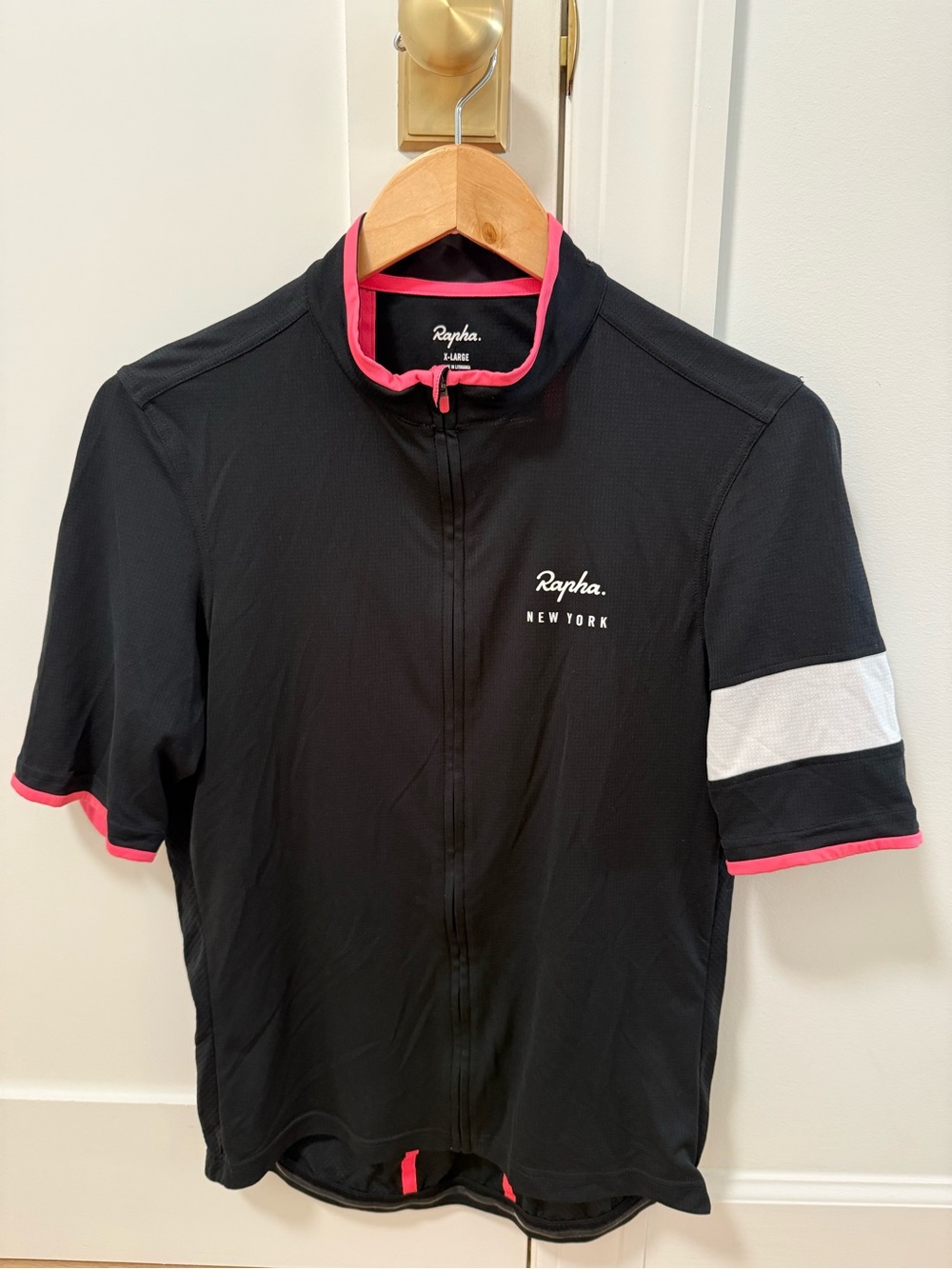Rapha New York Limited Edition Black Cycling Jersey with Pink Trim